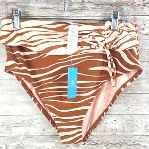 NWT, Cupshe, Womans, Tan Zebra Print High-Waisted Bikini Bottom, Sz OX